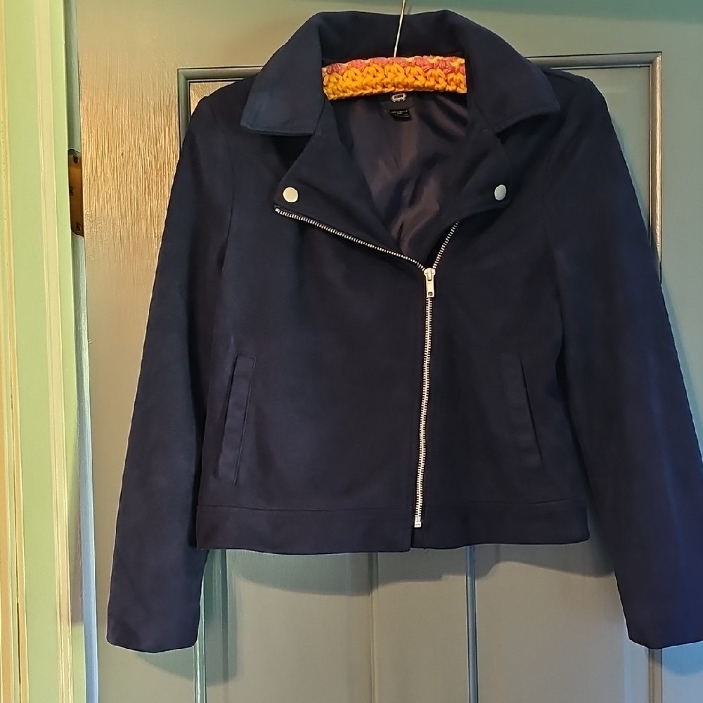 Route 66 Navy Blue Suede Jacket Coat Blazer Xlarge Y2k Retro 14/16 Youth Girl